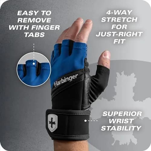 Harbinger Training Grip Wrist Wrap Gloves Medium | Enhanced Grip & Wrist Support thumbnail 8