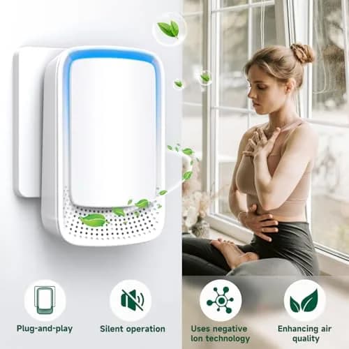 JOSTART Air Ionizers for Home 3 Pack | Filterless Negative Ion Generator, Quiet, Odor & Smoke Eliminator, Portable, White (3 pcs, 220V, 2W) thumbnail 2