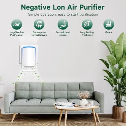 JOSTART Air Ionizers for Home 3 Pack | Filterless Negative Ion Generator, Quiet, Odor & Smoke Eliminator, Portable, White (3 pcs, 220V, 2W) thumbnail 3
