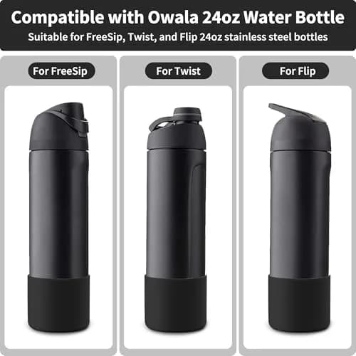 Diumepo Silicone Boot for Owala 24 oz Water Bottle | Anti-Slip Protective Sleeve for Owala Twist & FreeSip & Flip Stainless Steel Water Bottle, Boot Bottom Base (Black) thumbnail 2