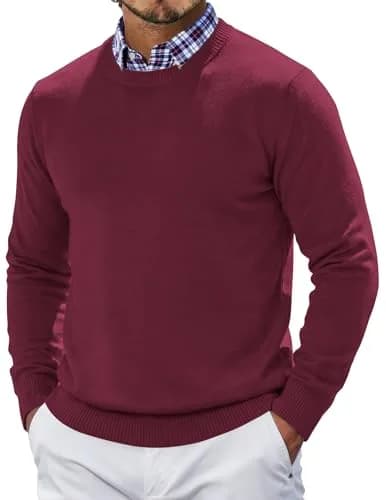 COOFANDY Mens Crew Neck Sweater Long Sleeve Lightweight Knit Pullover | Slim Fit, Soft & Warm in India thumbnail 1