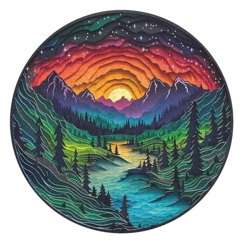 PPuzzling Magic Forest Puzzle 26.6 x 26.6 inches | 1000 Piece Challenging Art Puzzle thumbnail 1