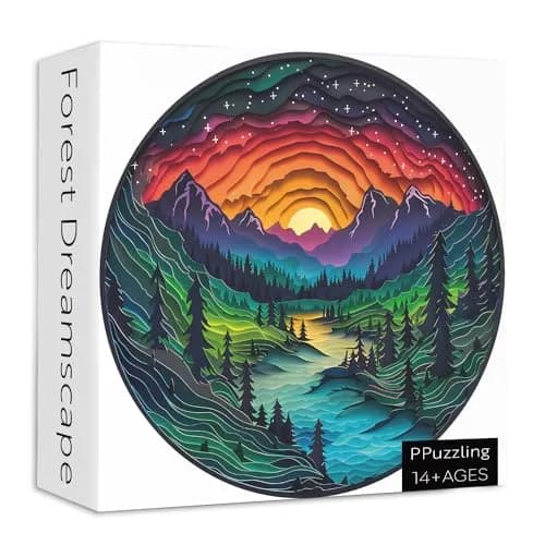 PPuzzling Magic Forest Puzzle 26.6 x 26.6 inches | 1000 Piece Challenging Art Puzzle thumbnail 2