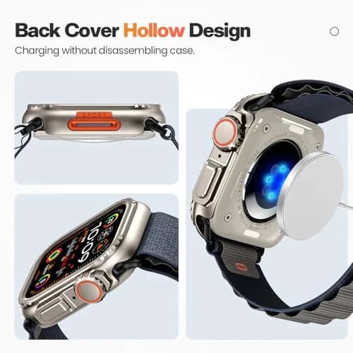 Goton Ultra-Look Metal Case for Apple Watch Series 9/8/7 45mm | Aluminum Alloy Bumper with Ceramic Back thumbnail 6