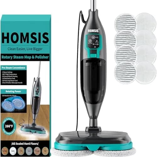 homsis Steam Mop Floor Steamer Scrubber for Hard Surfaces | 266°F Power & Reusable Pads thumbnail 1