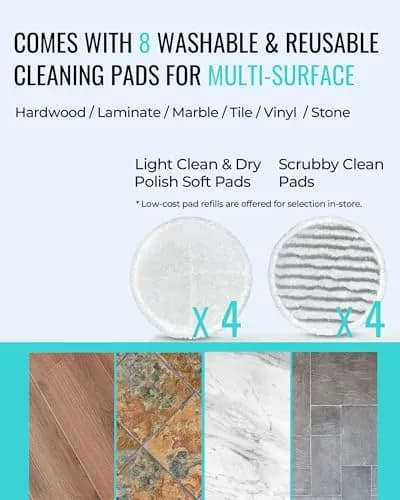 homsis Steam Mop Floor Steamer Scrubber for Hard Surfaces | 266°F Power & Reusable Pads thumbnail 4