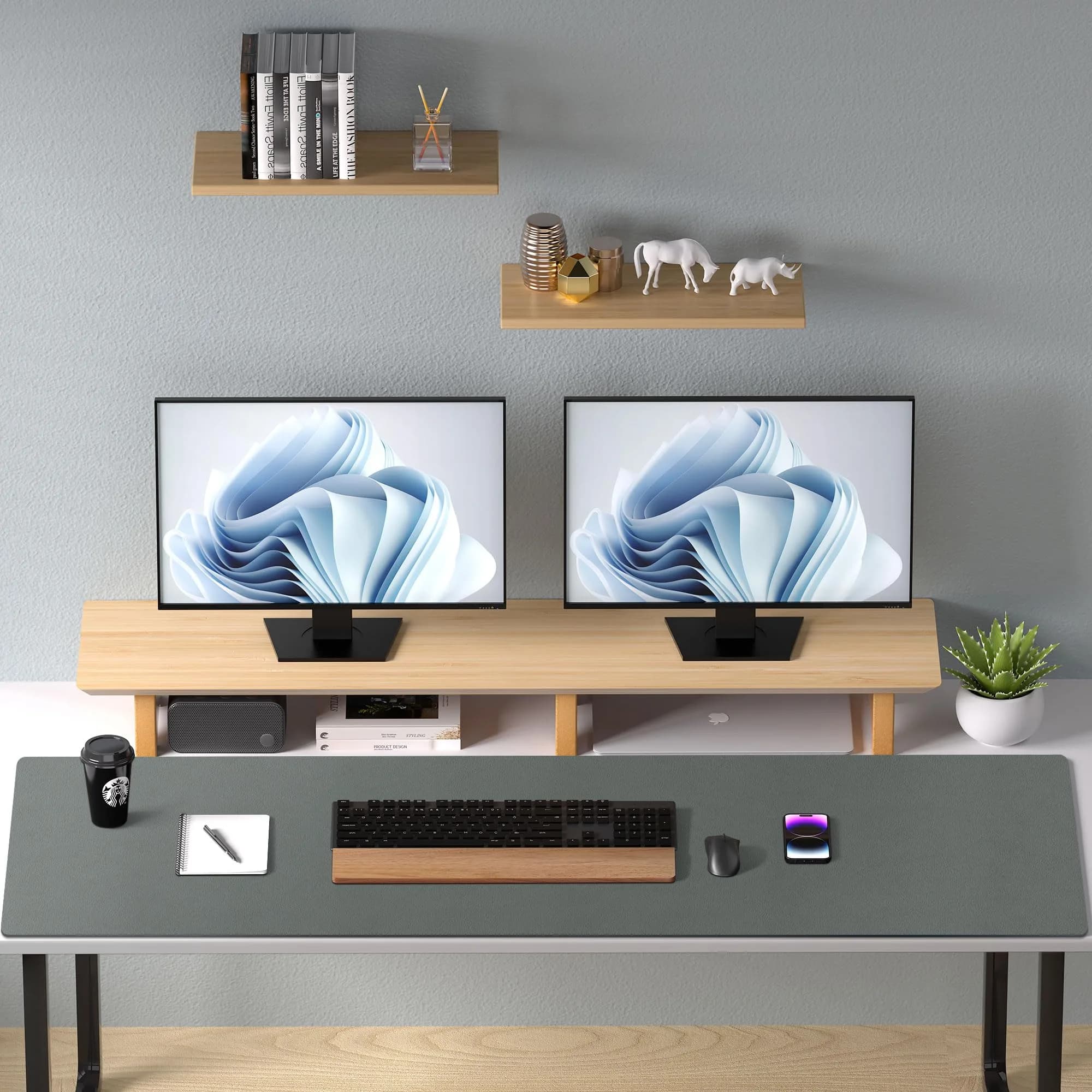 Aothia Jungle Green Desk Pad Protector 122cm x 43cm (48"x17") | Smooth PU Leather for Office & Home - view 8