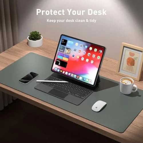 Aothia Jungle Green Desk Pad Protector 122cm x 43cm (48"x17") | Smooth PU Leather for Office & Home thumbnail 3