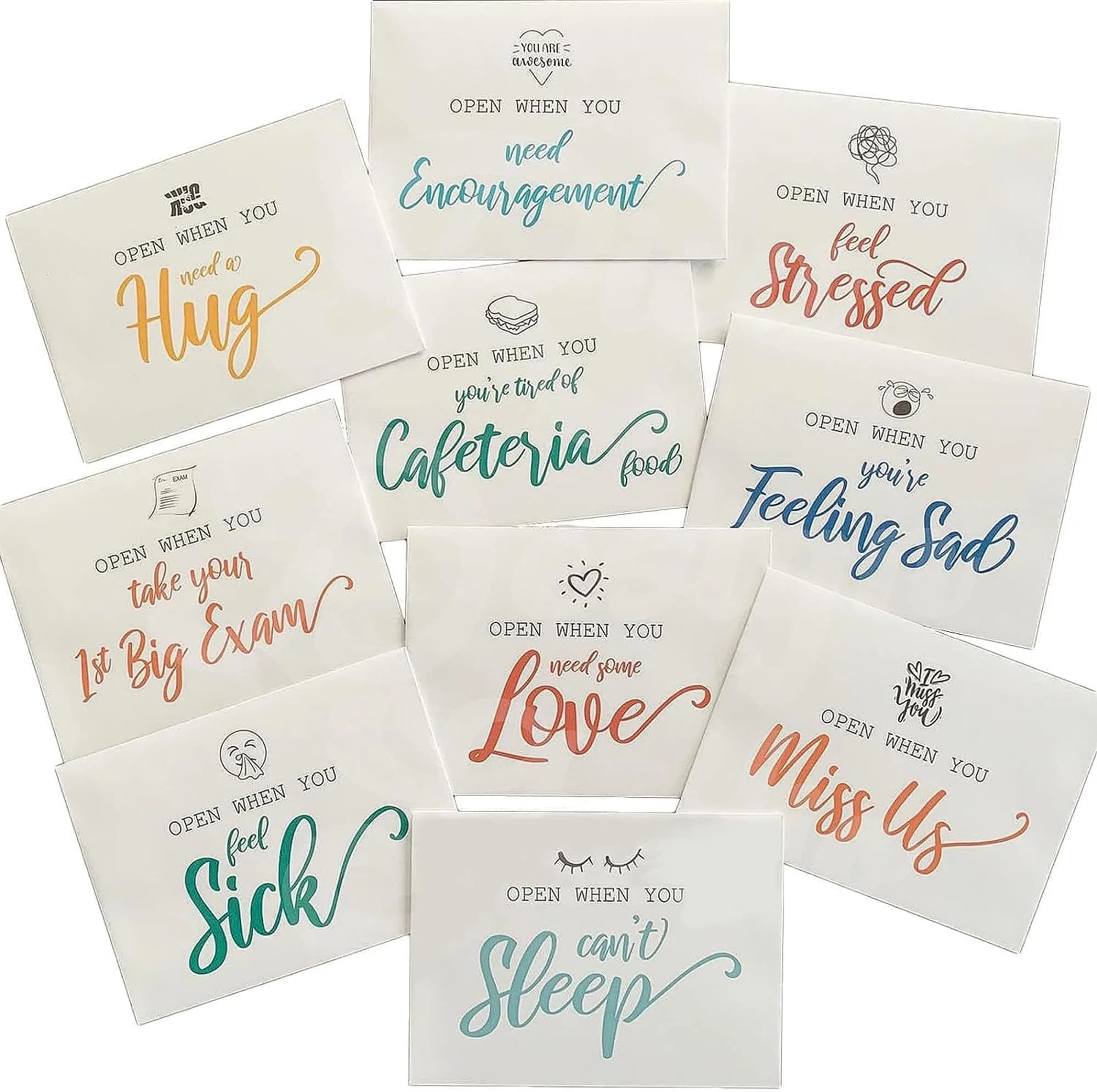 Grurun Open When Envelopes Kit 16pcs (4.8 x 6.8 inches) | College Student Long Distance Relationship Gift - main product image