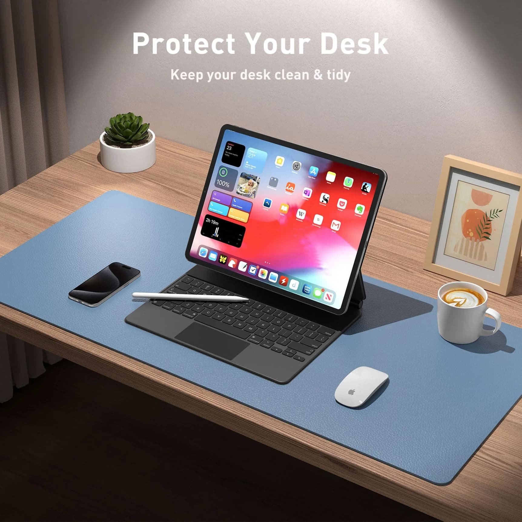 Aothia PU Leather Desk Pad Protector 122cm x 43cm (48"x17") | Non-Slip, Waterproof, Professional Office & Home Use - view 3