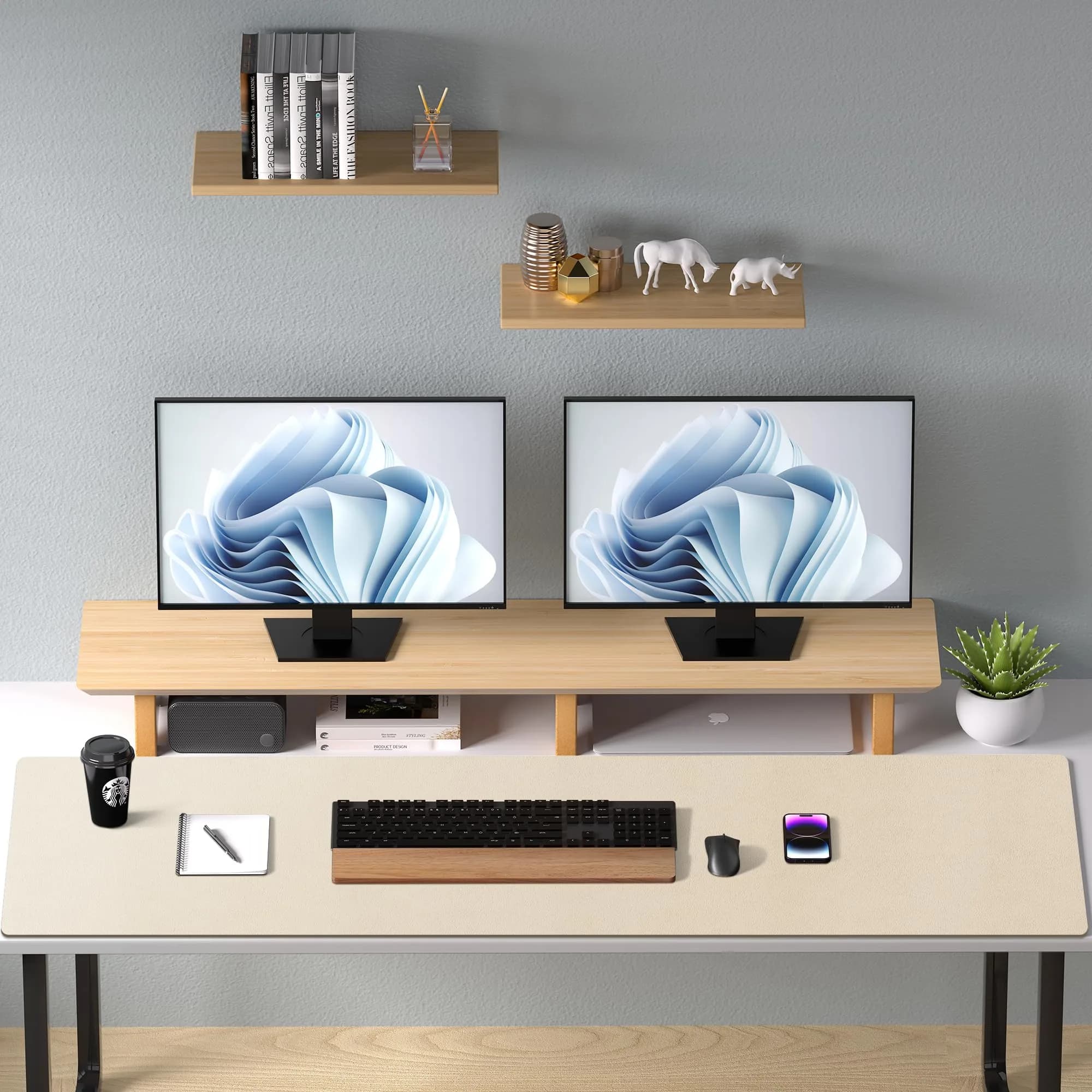 Aothia PU Leather Desk Pad Protector, Large Mouse Pad, Non-Slip PU Leather Desk Blotter, Laptop Desk Pad, Waterproof Desk Writing Pad for Office and Home (48"x17", Beige) - view 8