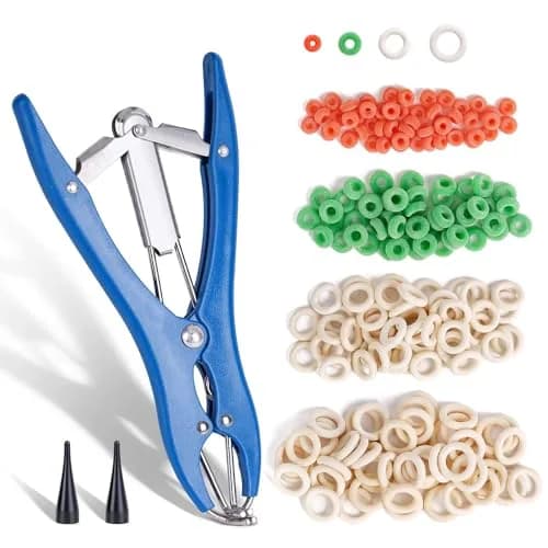 ZHEQOGZH Livestock Castration Bander with 4 Sizes of Castrator Rings | Farm & Ranch Handling Supplies thumbnail 1