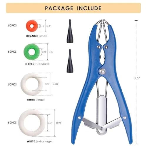 ZHEQOGZH Livestock Castration Bander with 4 Sizes of Castrator Rings | Farm & Ranch Handling Supplies thumbnail 2