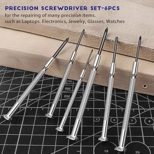NINDEJIN 6PCS Precision Screwdriver Set, Flathead & Phillips, Chrome Vanadium Steel, Micro & Standard Sizes thumbnail 6