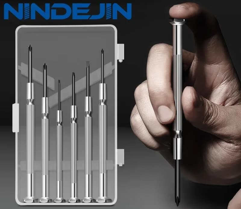 NINDEJIN 6PCS Precision Screwdriver Set, Flathead & Phillips, Chrome Vanadium Steel, Micro & Standard Sizes thumbnail 10