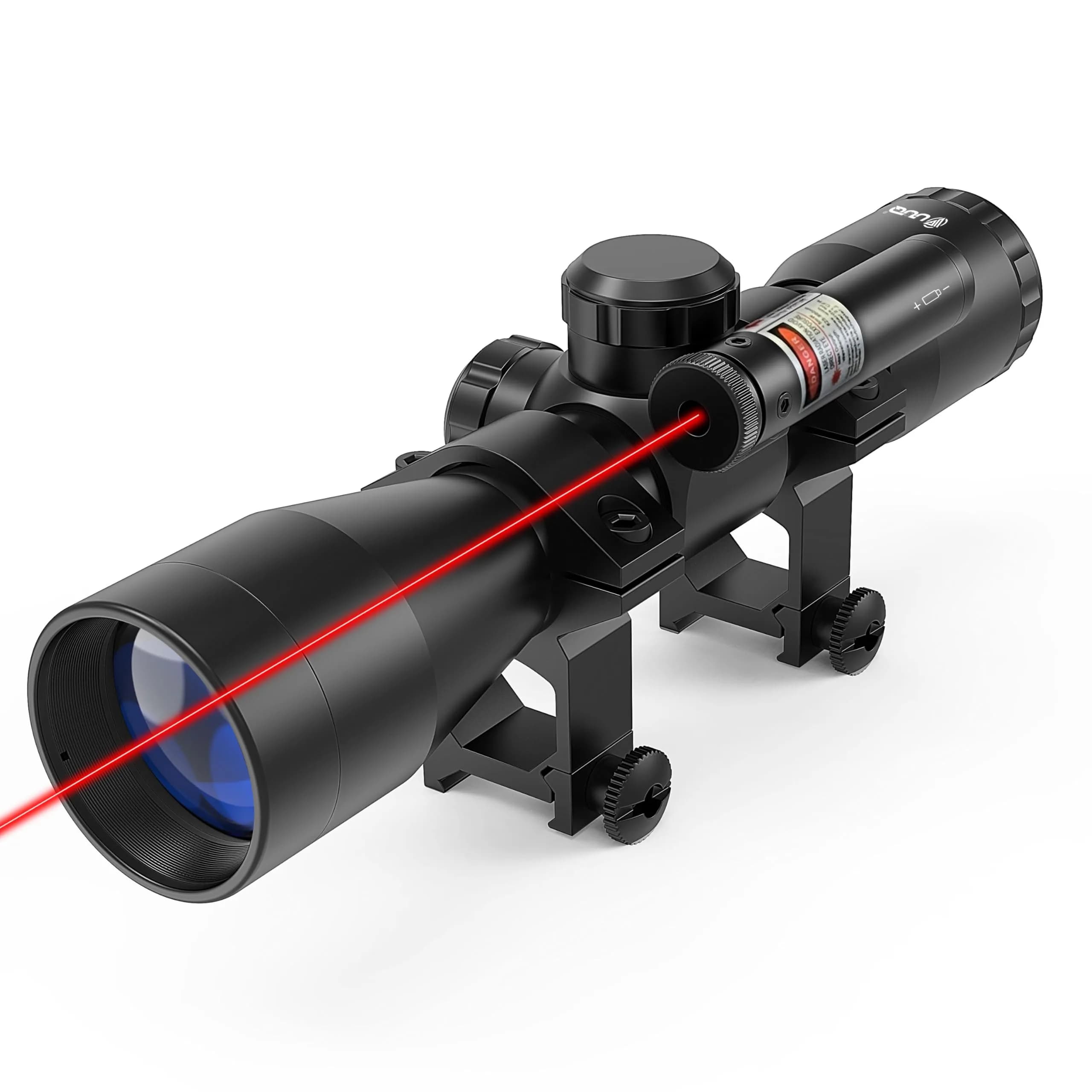 UUQ Tactical 4X32 Compact Rifle Scope with Red Laser | 1" Tube, 32mm Objective, Fog & Shock Resistant — 20mm Picatiny W/ Red Laser