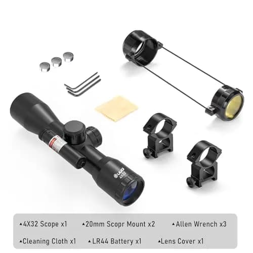 UUQ Tactical 4X32 Compact Rifle Scope with Red Laser | 1" Tube, 32mm Objective, Fog & Shock Resistant thumbnail 5