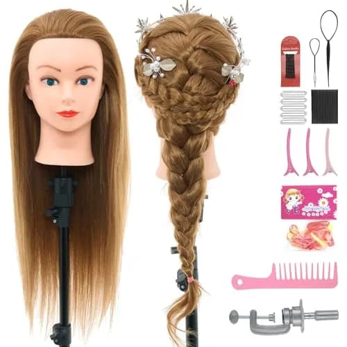 Neverland Beauty & Health 28Inch Real Hair Mannequin Head | Cosmetology Practice with Blonde Hair thumbnail 1