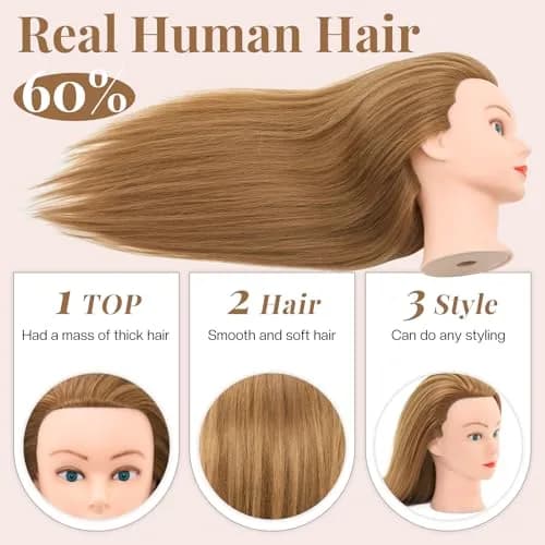 Neverland Beauty & Health 28Inch Real Hair Mannequin Head | Cosmetology Practice with Blonde Hair thumbnail 4