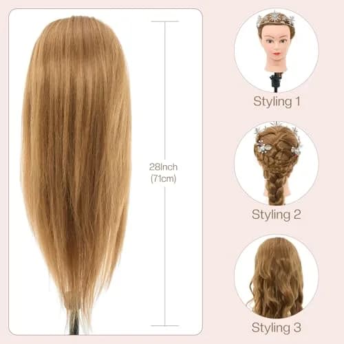 Neverland Beauty & Health 28Inch Real Hair Mannequin Head | Cosmetology Practice with Blonde Hair thumbnail 2