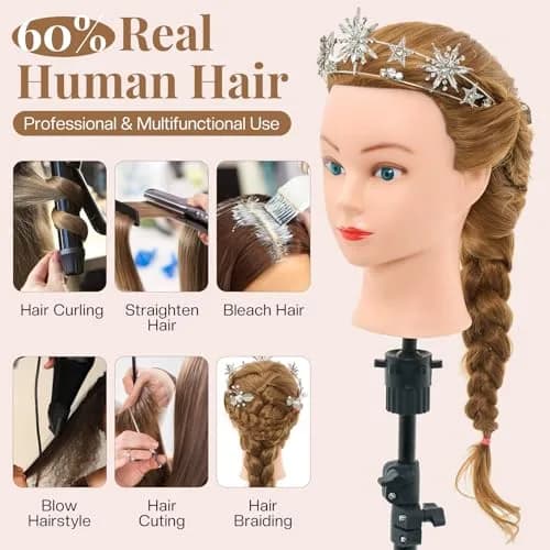 Neverland Beauty & Health 28Inch Real Hair Mannequin Head | Cosmetology Practice with Blonde Hair thumbnail 3