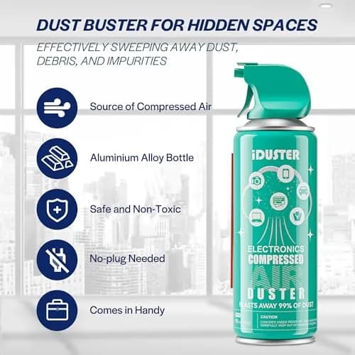 iDuster Compressed Air Duster Spray 10oz (295ml) 3-Pack | Powerful Electronics Cleaning thumbnail 4