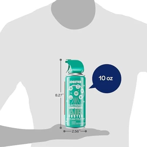 iDuster Compressed Air Duster Spray 10oz (295ml) 3-Pack | Powerful Electronics Cleaning thumbnail 5