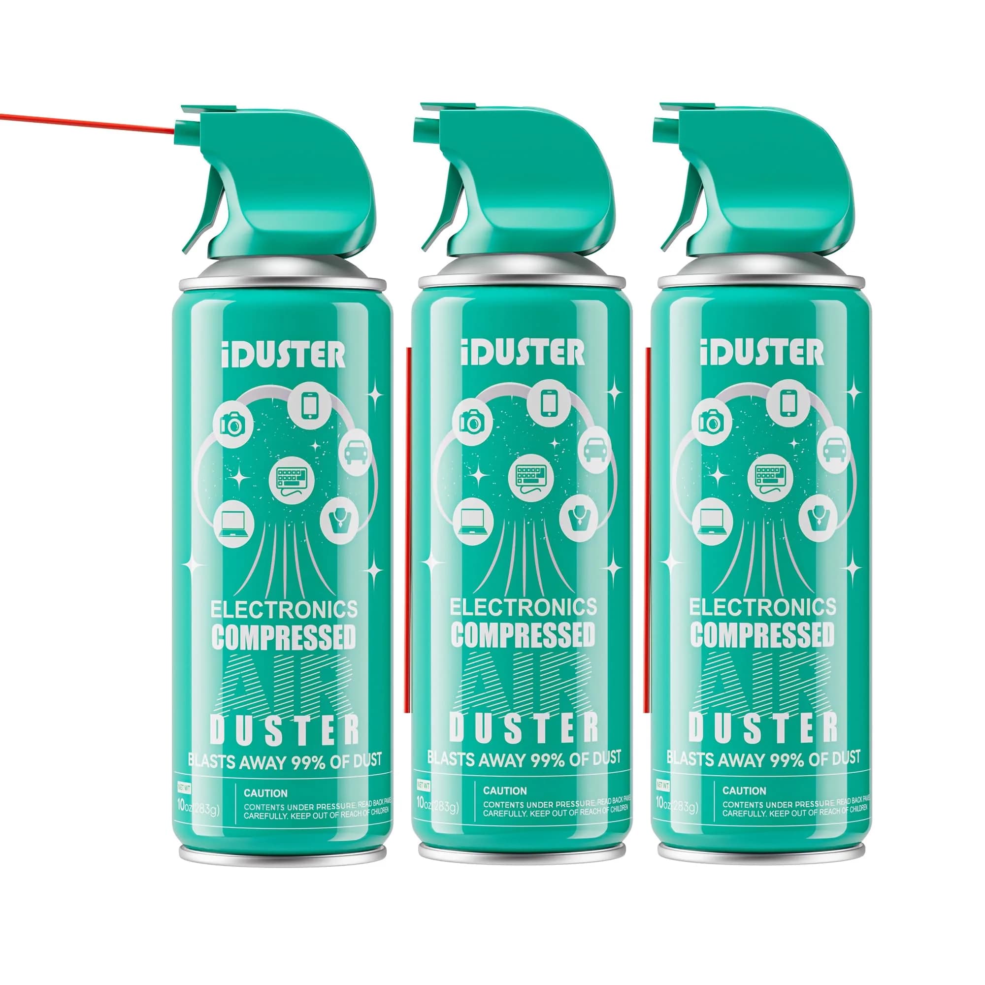 iDuster Compressed Air Duster for Electronics - 2x 3.5oz Cans | Powerful Dust Removal for Keyboards & PCs — 3-Pack