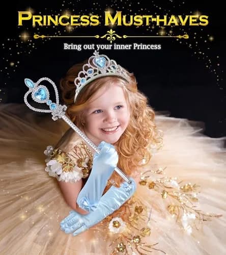 BIBUTY Princess Dress Up Accessories Princess Crown Tiara for Little Girls | Imaginative Play Set for Ages 3-6 thumbnail 5