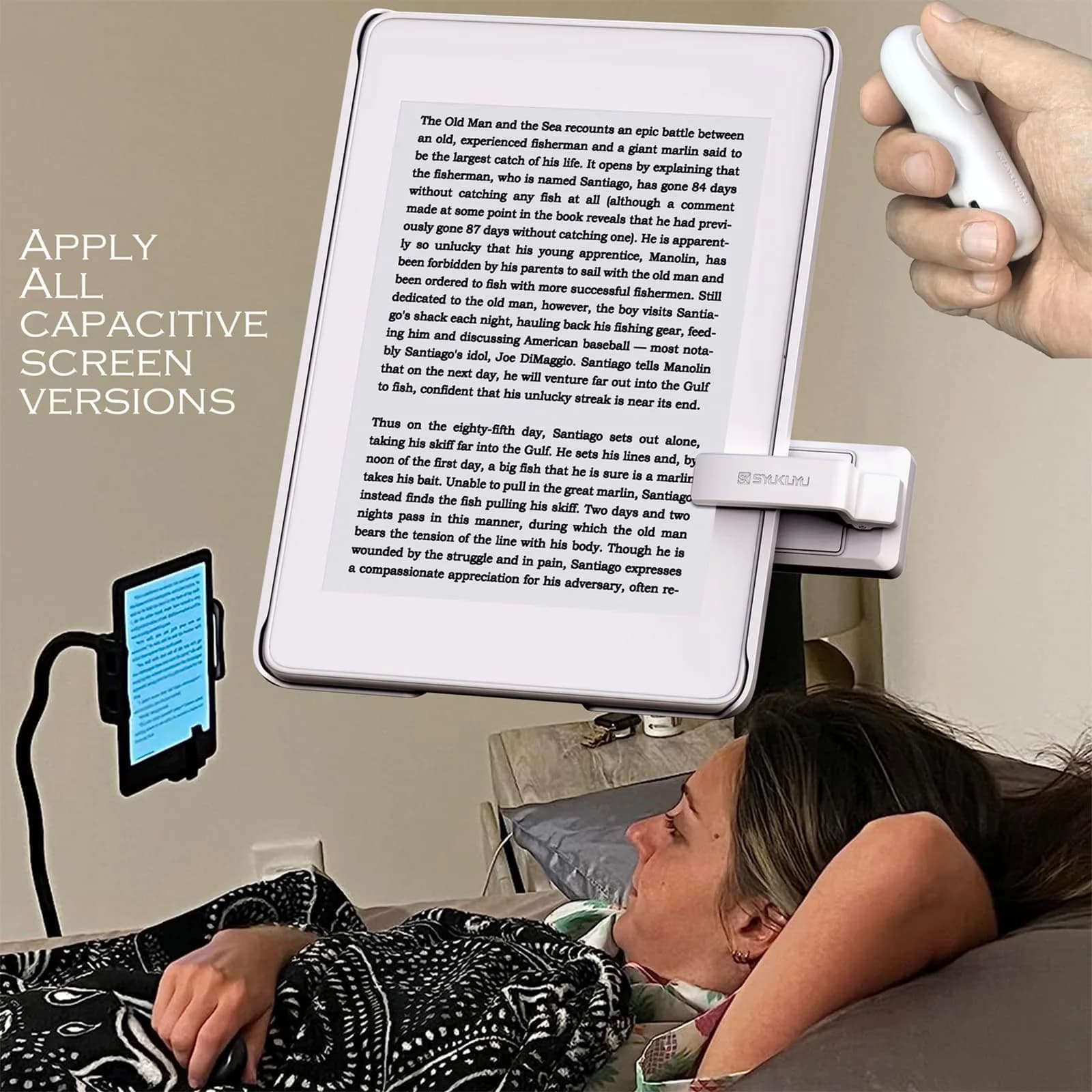 SK SYUKUYU RF Remote Control Page Turner for Kindle, iPad, Android Tablets, iPhone - White | Hands-Free Reading & Photo Capture - view 2