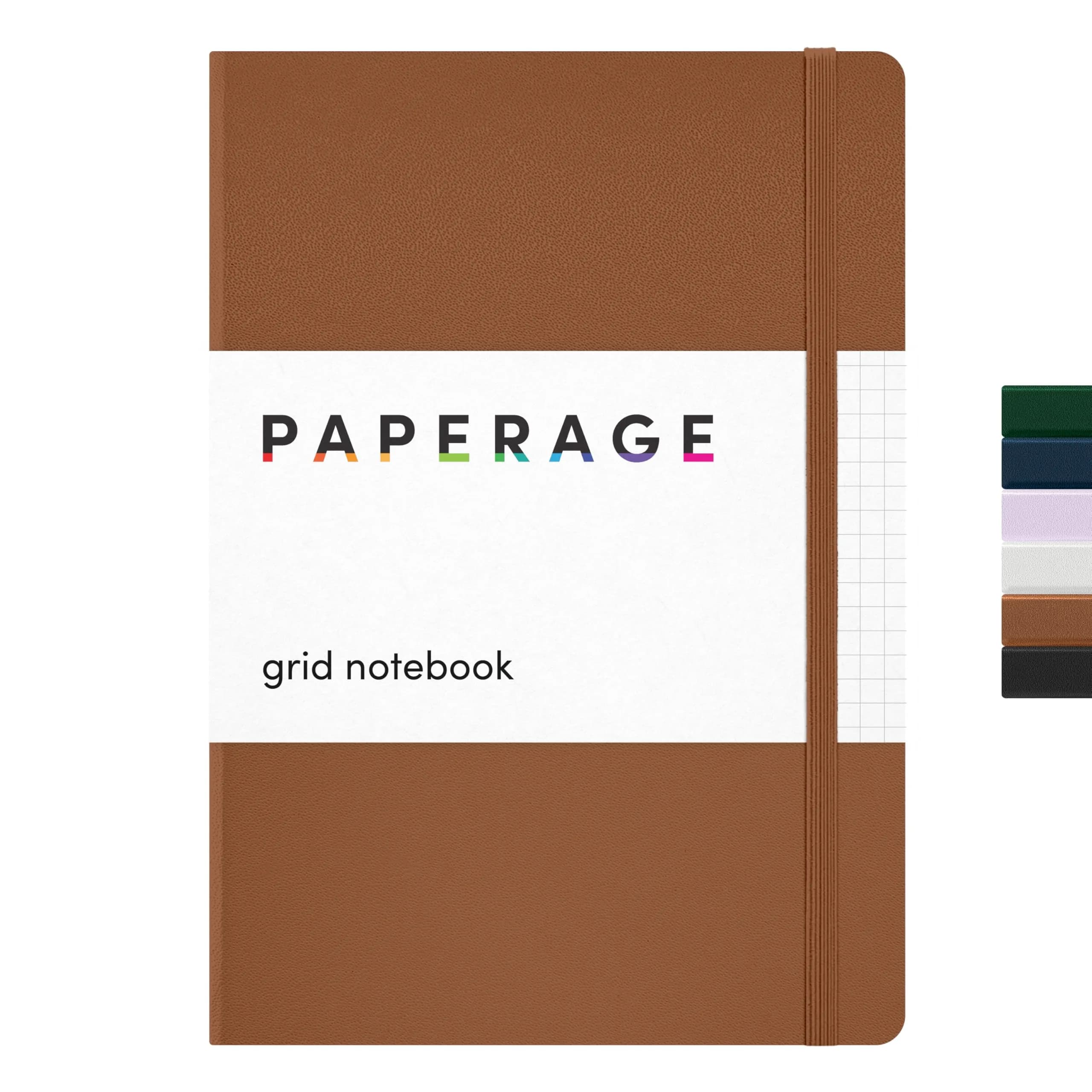 PAPERAGE Grid Paper Journal Notebook (Cognac), 5.6 x 8 in | 160 Pages, 100 GSM Thick Paper - main product image