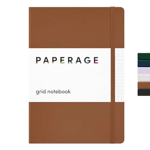 PAPERAGE Graph Paper Journal Notebook, Cognac, 160 Pages, 14.4cm x 20.3cm (5.6 in x 8 in) | 100 GSM Thick Paper for Work or School thumbnail 1