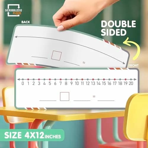 Scribbledo Dry Erase Number Line Sheets 4x12 Inch (10 Pack) | Hands-On Math Practice for Grades 2-3 thumbnail 7