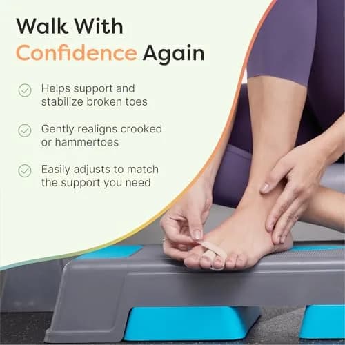 ZenToes Hammer Toe Straightener & Broken Toe Splint Buddy Wraps, 4 Ct | Gentle Support for Middle Toes thumbnail 2