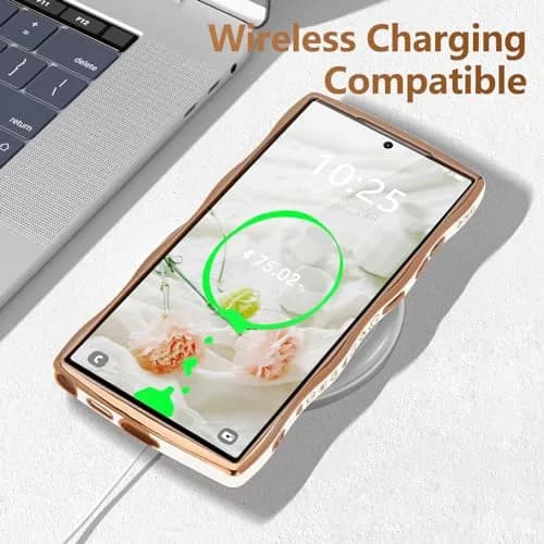 LCHULLE Samsung Galaxy S24 Ultra Case for Women Girls Cute Wave, White | Drop & Camera Protection thumbnail 5