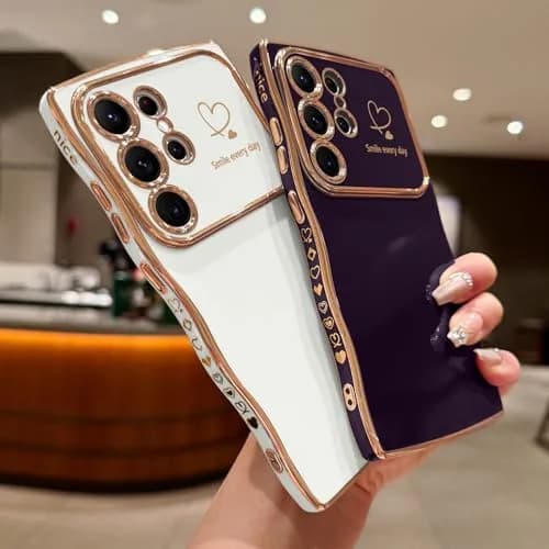 LCHULLE Samsung Galaxy S24 Ultra Case for Women Girls Cute Wave, White | Drop & Camera Protection thumbnail 6