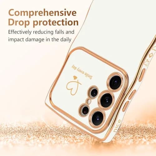 LCHULLE Samsung Galaxy S24 Ultra Case for Women Girls Cute Wave, White | Drop & Camera Protection thumbnail 3