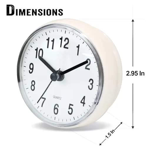 Betus Waterproof Bathroom Shower Clock with Large Suction Cup - Silent, Water Proof, Battery Operated Wall Clock for Toilet, Kitchen, Bedroom (White, 2-Pack) thumbnail 2