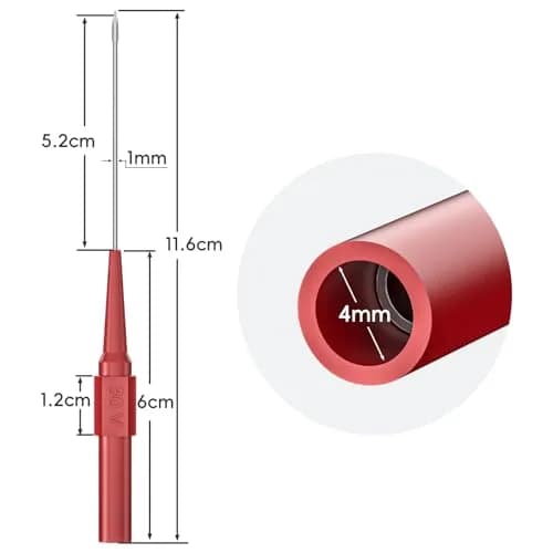 Goupchn 0.7mm Long Version Test Probes Pins, Red & Black | Stainless Steel, 11.2cm, 10PCS thumbnail 2