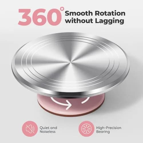 Kootek 12" Aluminum Cake Turntable Set for Decorating | Durable & Smooth Rotation (70-120 chars) thumbnail 4