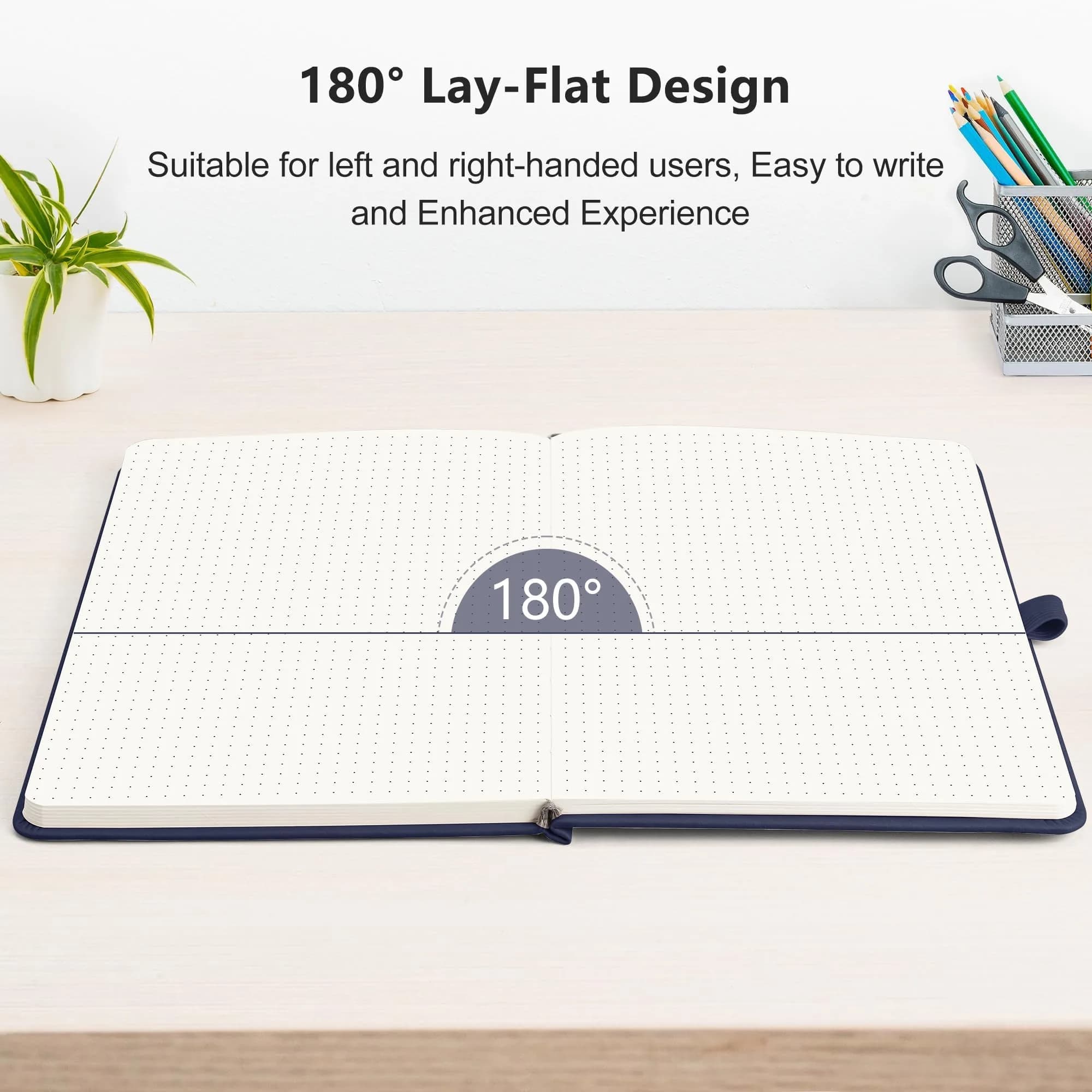 RETTACY Dotted Journal Notebook A5 Navy Blue 192 Pages | Smooth Acid-Free Paper for Bullet Journaling - view 6