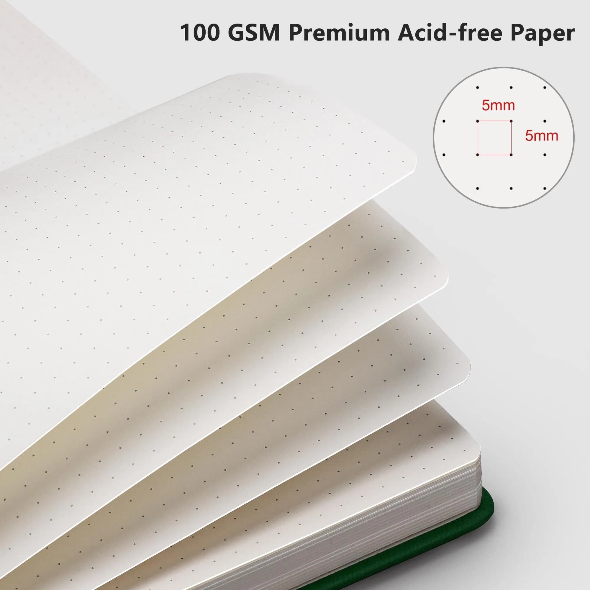 RETTACY Dotted Journal Notebook A5 Dark Green 192 Pages | Acid-Free Paper for Journaling - view 3