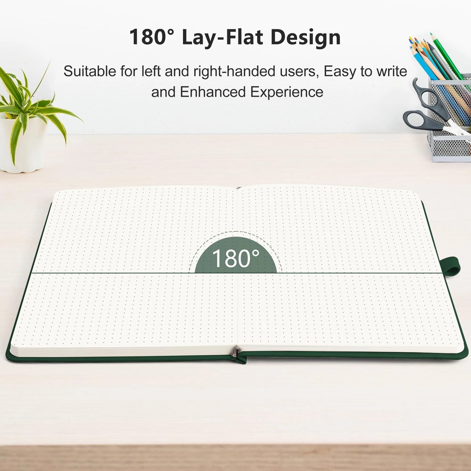 RETTACY Dotted Journal Notebook A5 Dark Green 192 Pages | Acid-Free Paper for Journaling - view 6