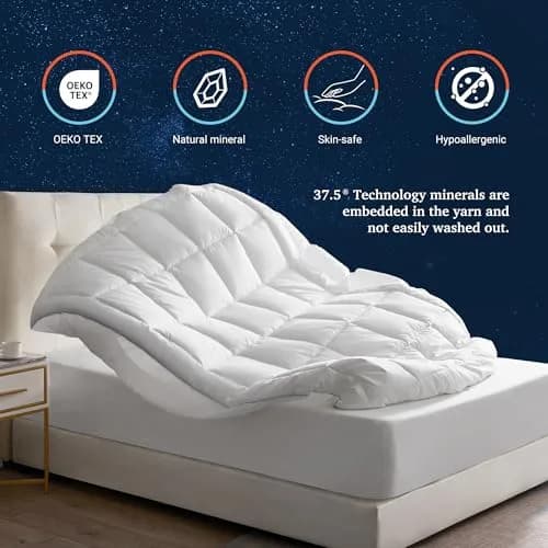 Sleep Climate Temperature Regulating Pillow Top Mattress Topper Twin 300TC Cotton Blend - 37.5® Technology for Deep Sleep thumbnail 2