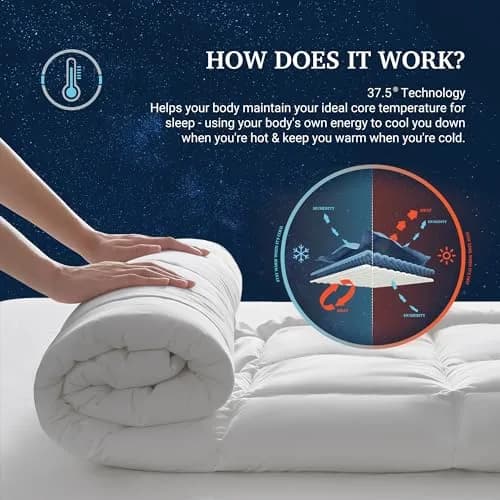 Sleep Climate Temperature Regulating Pillow Top Mattress Topper Twin 300TC Cotton Blend - 37.5® Technology for Deep Sleep thumbnail 3