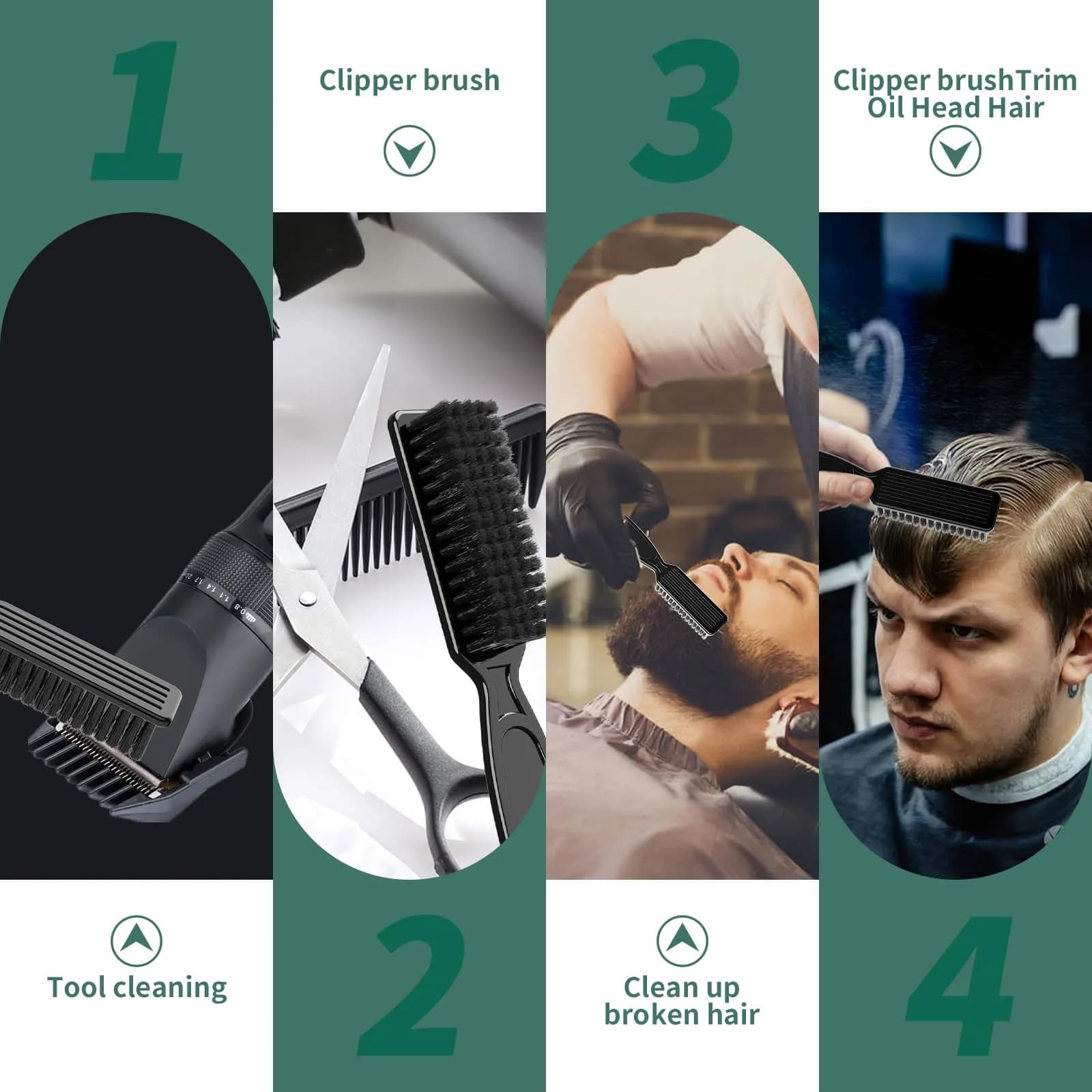 SQULIGT 10 Pcs Barber Clipper Cleaning Brush Set | Nylon Bristle & ABS Handle - view 3