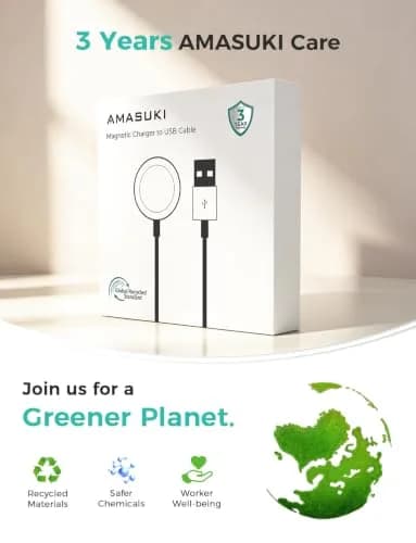 Amasuki Magnetic Fast Charging Cable for Apple Watch 1m (3.3ft) | USB-A to iWatch Series 1-9 Ultra 1-3 SE thumbnail 5