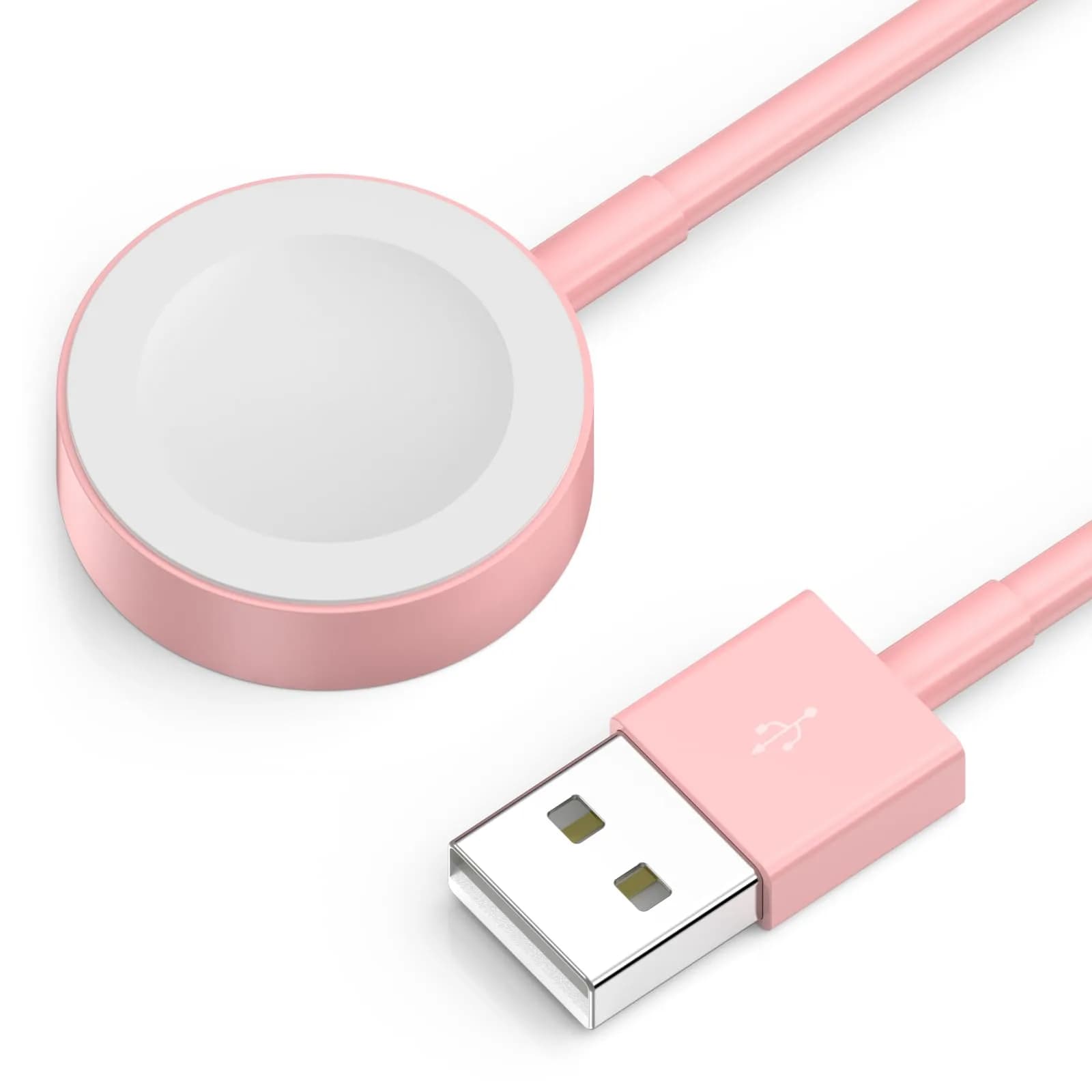 Amasuki Pink Magnetic Charging Cable for Apple Watch - USB A Wireless Charger for iWatch Series 1-11, SE, Ultra (3.3FT) - main product image