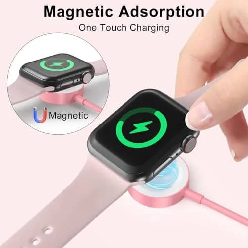 Amasuki Pink Magnetic Fast Charging Cable for Apple Watch | 1m (3.3ft) USB-A thumbnail 4