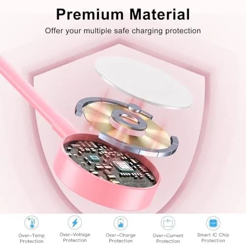 Amasuki Pink Magnetic Fast Charging Cable for Apple Watch | 1m (3.3ft) USB-A thumbnail 6